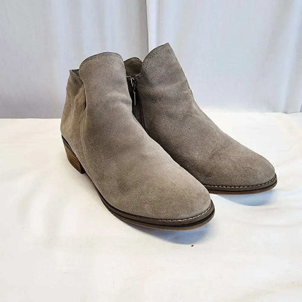 Blondo Lanka Brown Suede Waterproof  Ankle Booties Womens Size 10 Side Zip